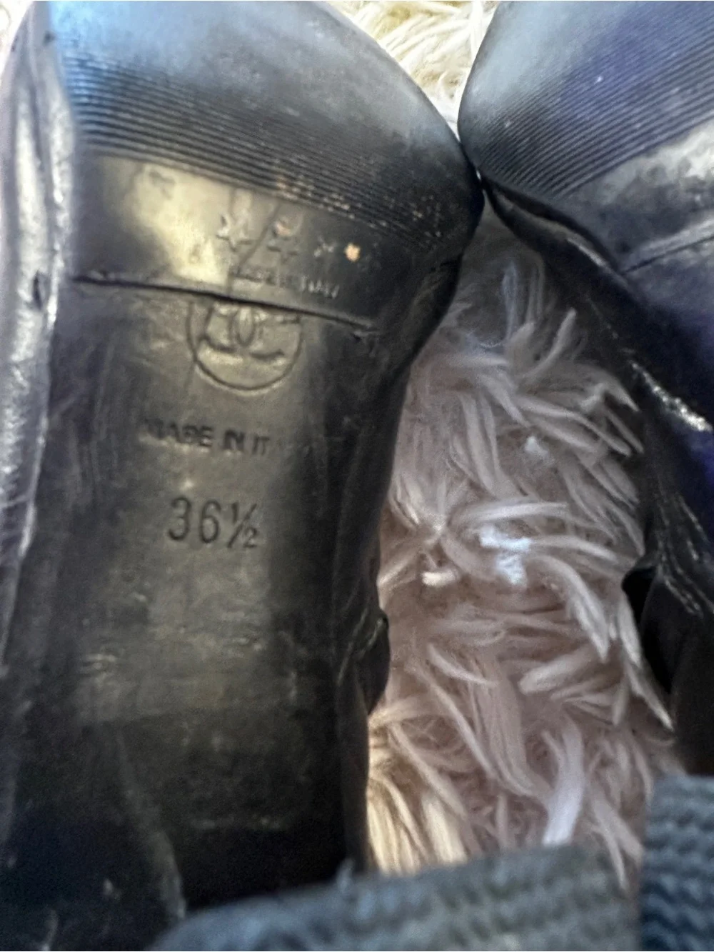 Chanel Knee High Cap Toe Ruffle CC Boots Size 36.5